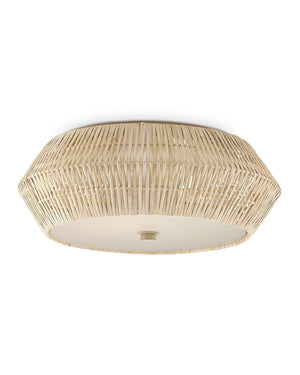 Currey & Company Antibes White Flush Mount Light – Elegant Rattan Design With Acrylic Diffuser For Small Spaces Natural Rattan ,Wrought Iron ,Acrylic 9999-0078-currey-company