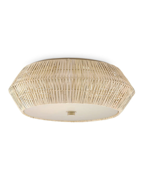 Currey & Company Antibes White Flush Mount Light – Elegant Rattan Design With Acrylic Diffuser For Small Spaces Natural Rattan ,Wrought Iron ,Acrylic 9999-0078-currey-company