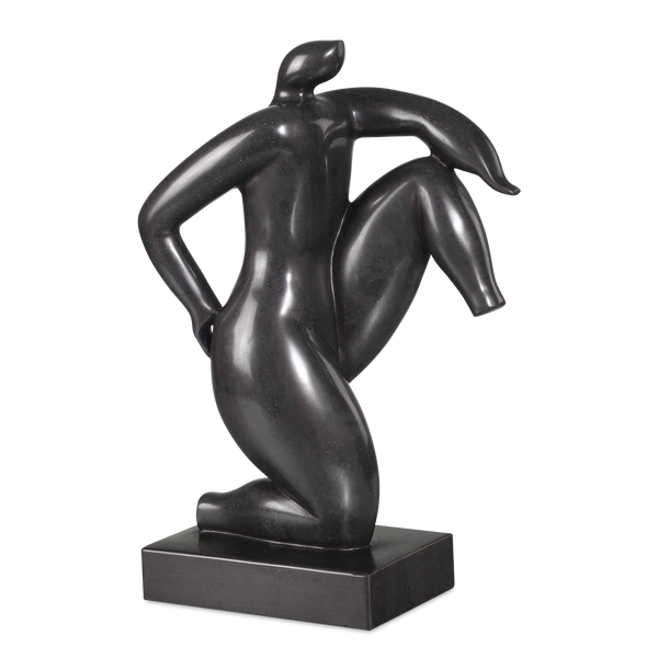 Greek Runner Black Marble Sculpture - Contemporary Design with Polished Finish for Elegant Spaces
