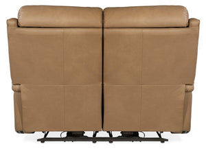 Hooker Furniture Rhea Sahara Sand Zero-Gravity Power Loveseat With Top-Grain Leather, Power Headrest & Usb Port SS703-PHZ2-080