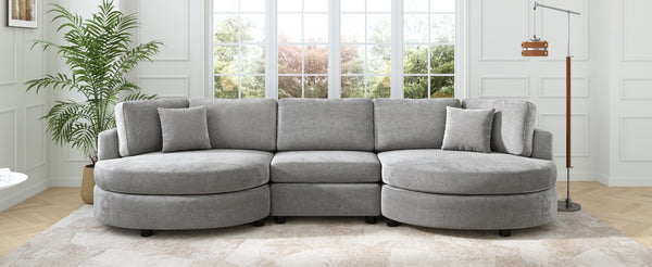 English Elm Christopher Knight Home® - 3-seater Curved Chenille Sofa with Plush 7.5" Seat Cushions and Two Pillows for Stylish Living DARK GREY N763S000020R