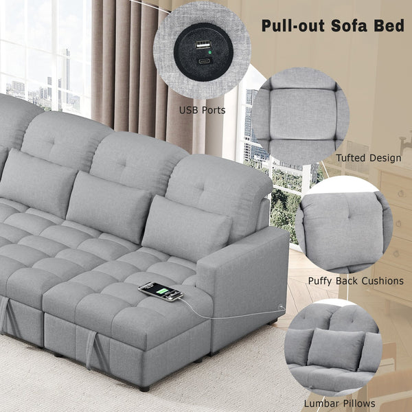 English Elm 101.2" Modular Chenille Sectional Sofa with Tufted Cushions and Deep Seating for Living Room N719S001750E