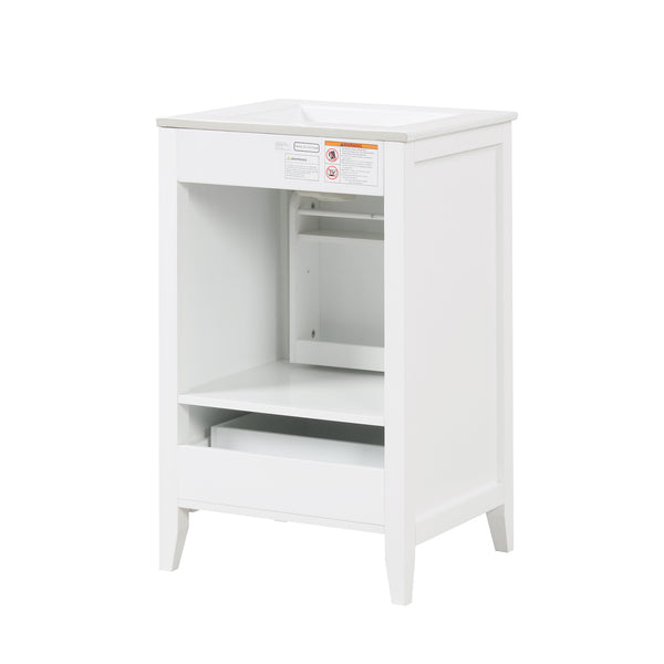 English Elm 20" Modern Bathroom Vanity With Soft-Close Door, Ceramic Sink & Storage Drawer For Small Spaces N725P185452K