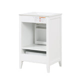 English Elm 20" Bathroom Vanity With Sink, Bathroom Cabinet With Soft Closing Door, Storage Rack and A Drawer, White