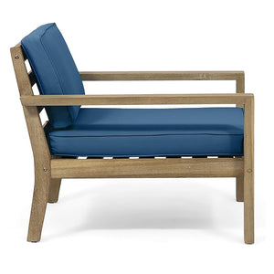 English Elm Christopher Knight Home® - SANTA Club Chair with Wire-Brushed Wood Finish and Water-Resistant Cushions, Slat Panel Design Brown+Teal 63663.00BRNF-L_63663.00TS-D