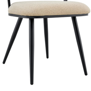 English Elm Set of 2 Chenille Tufted Dining Chairs with Metal Legs Modern Kitchen Seating Beige,Black W3875P370853