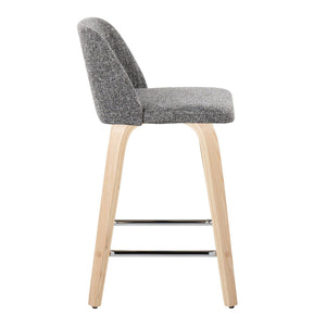 English Elm Toriano 24" Fixed Height Swivel Counter Stools - Set Of 2 With Natural Wood & Grey Noise Fabric B202S00116-GIGA