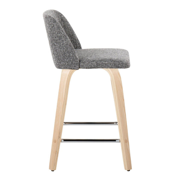 English Elm Toriano 24" Fixed Height Swivel Counter Stools - Set Of 2 With Natural Wood & Grey Noise Fabric B202S00116-GIGA
