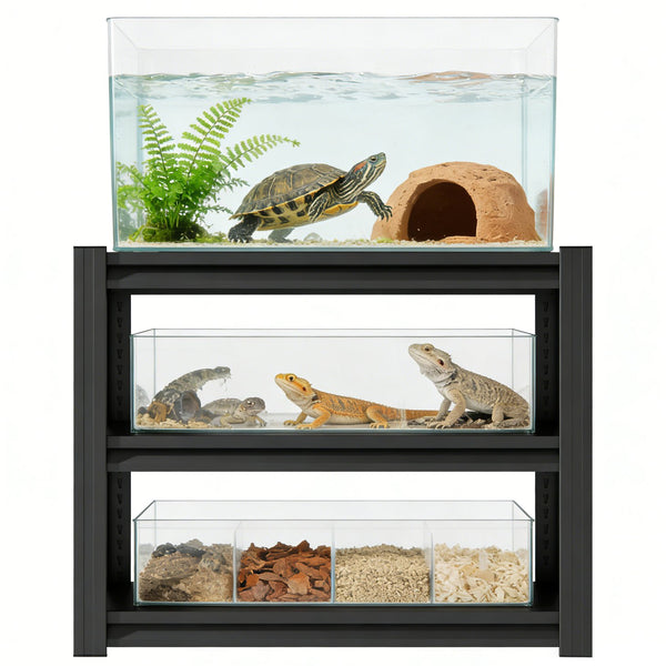 English Elm 30-40 Gallon Aquarium Steel Rack Three Tier Heavy Duty Fish Tank Stand for Home T2398P480395