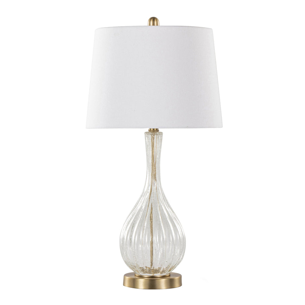 English Elm Jenny Crackle Glass Table Lamp Set with Gold Hardware and Linen Shade for Bedrooms B202P224037