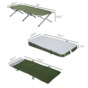 English Elm Outsunny Camping Cot Set With Mattress, Sleeping Bag, Pillow & Carry Bag – Ultimate Travel Comfort! W2225P200402-GIGA