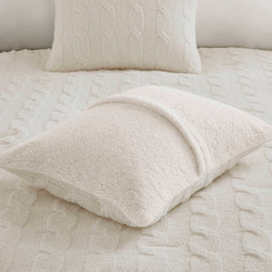 English Elm 2 Pieces Twin Waffle Knit Chenille Comforter Set with Plush Sherpa Reversible Cozy Bedding Ensemble Ivory 20.47 L x 11.42 W x 9.84 H B035P381299