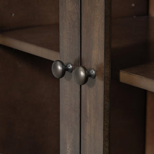 English Elm Christopher Knight Home® - Cabinet roomy storage console with 2 doors, 7 drawers, glass accents and manufactured wood build, large Dark Brown N780P330601D