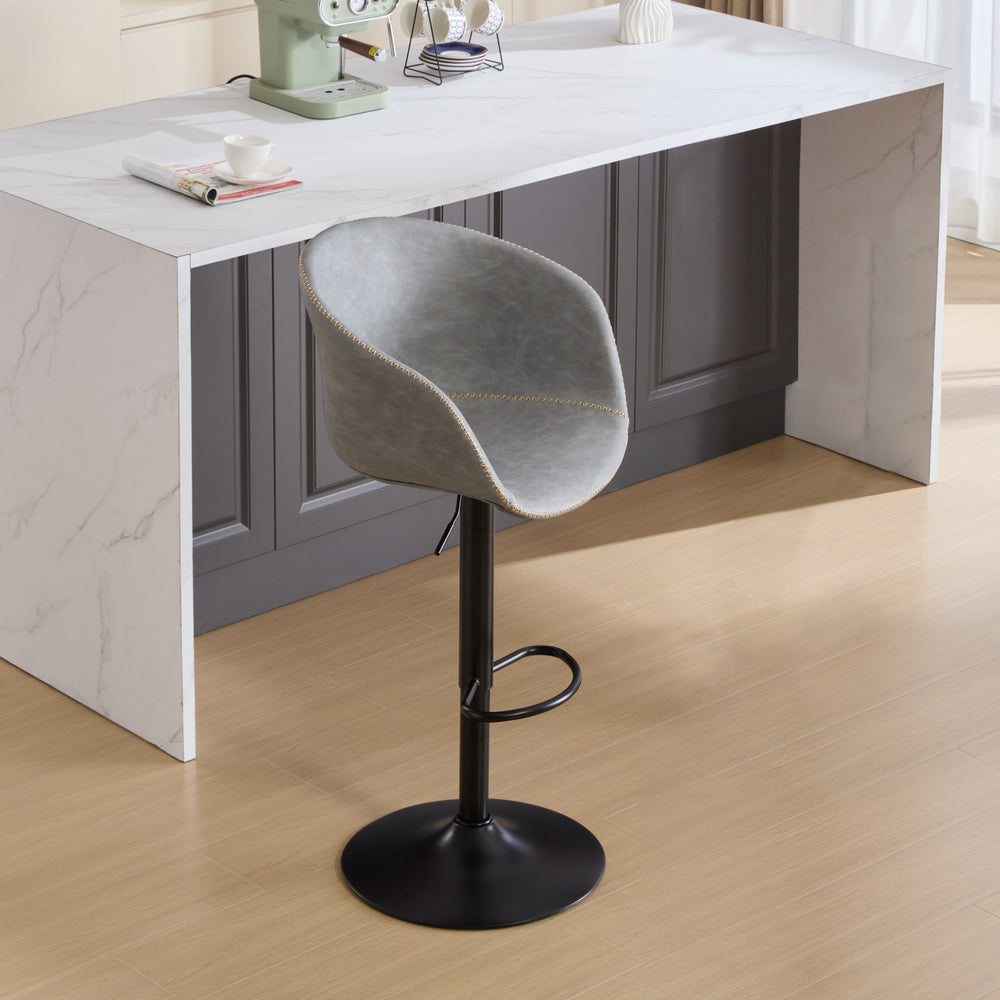 English Elm Adjustable Swivel Barstool Pu Leather Mid-century Frame for Kitchen Island Counter W1143P173512