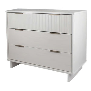English Elm Granville 38" White Dresser - Modern 3-Drawer Storage With Glam Gold Hardware & Ribbed Front Design B365S00074