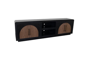 English Elm Eclipse 92" TV Stand Console for TVs up to 100" — Solid Oak & Walnut Two-Tone, No Assembly, Cable Ready B108P345176