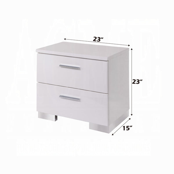 English Elm Contemporary Nightstand with Textured Finish and 2 Drawers — Modern Wooden Bedroom Storage, Easy Assembly White 18 L x 27 W x 27 H B2741P323114