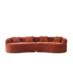 English Elm 111" L Shaped Cloud Sofa Plush Chenille Upholstered High Density Foam Apartment Living Room Orange W1669S00054