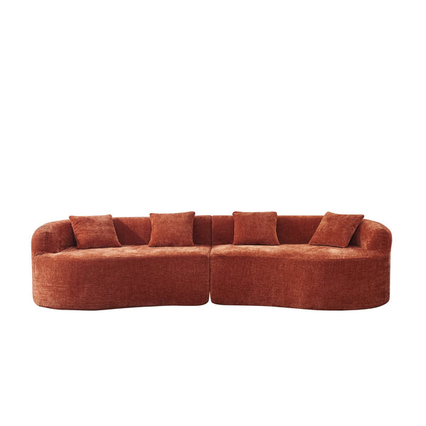 English Elm 111" L Shaped Cloud Sofa Plush Chenille Upholstered High Density Foam Apartment Living Room Orange W1669S00054