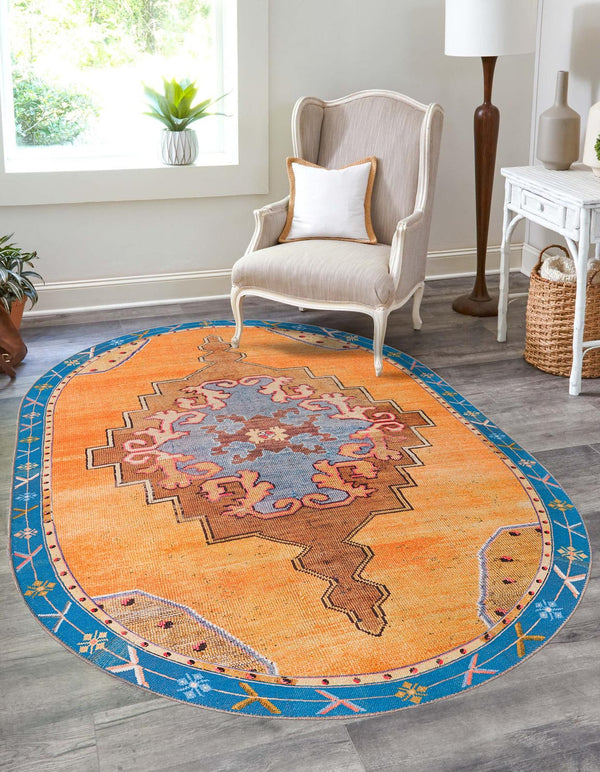 Unique Loom Timeless Thomas Machine Made Medallion Rug Orange, Brown/Ivory/Red/Beige/Black 7' 7" x 10' 6"