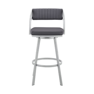 English Elm Orlen 30" Swivel Slate Gray Faux Leather Bar Stool with 4-Leg Base, Ring Footrest, 250 lb Capacity B2736P268606