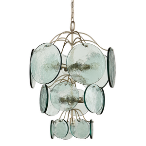 Rovigo Chandelier - Elegant Silver Leaf Design with Recycled Glass Discs for Contemporary Spaces