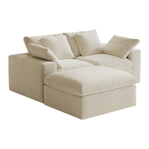 English Elm Modular 3-Seat Sectional Sofa With Ottoman – Versatile Modern Minimalist Sleeper For Small Spaces W3622S00009