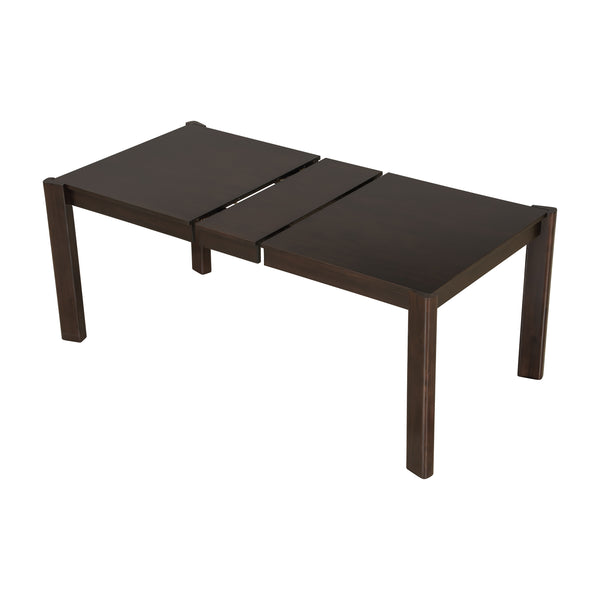 English Elm Modern Farmhouse Extendable Dining Table Set with Handwoven Rattan Chairs, Child‑Safe Rounded Edges, Expandable for 4‑8 Guests Walnut TWSET2025-1D