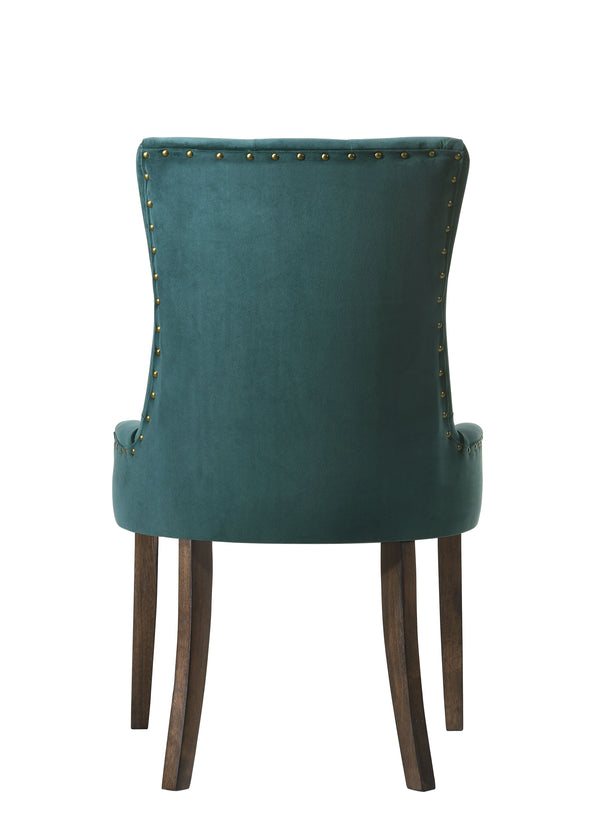 English Elm Farren Green Velvet Side Chair Set of 2 with Tufted Back, Nailhead Trim & Weathered Oak Legs B2726P264606