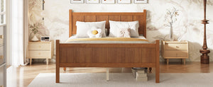 English Elm Twin Platform Bed Vertical Slat Headboard Farmhouse Shaker Wood Grain Finish Bedroom Walnut N733P422479D