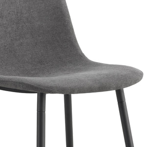 English Elm Table Set: 71" Walnut Grain Dining Table With 8 Dark Gray Linen-Cotton Chairs For Modern Homes W1151S04295-GIGA