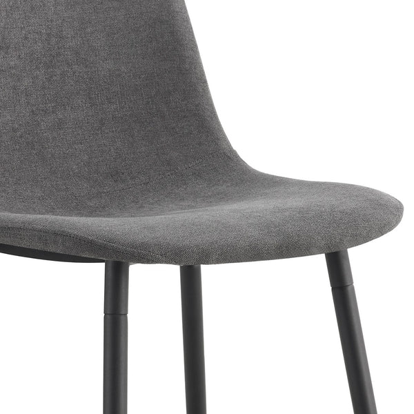 English Elm Table Set With Walnut Grain Dining Table & 6 Dark Gray Linen-Cotton Chairs For Modern Homes W1151S04294-GIGA