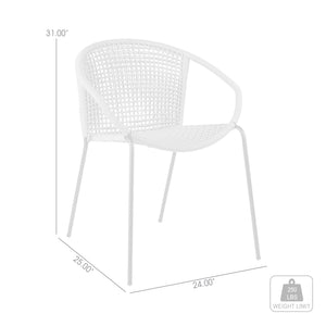 English Elm Snack Woven Rope Steel Stackable Dining Chairs Bistro Set of Two Modern Outdoor B2736P464890