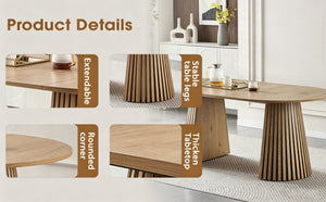 English Elm Wooden Oval Extendable Dining Table with Slatted Legs Seats up to Six Mid-century W3590P426263
