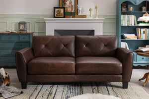 English Elm 82" Top-grain Leather Sofa Diamond-stitched Transitional Design for Living Rooms W1896P175676