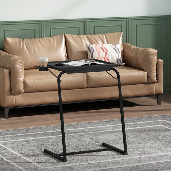 English Elm Portable Adjustable Computer Table with 6-Height Positions, Steel Frame, Cup Holder, 55lb Load Capacity W2181P357592