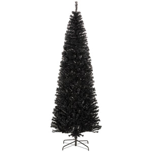 English Elm Homcom 8Ft Slim Black Pencil Christmas Tree - Realistic Douglas Fir For Modern Holiday & Halloween Decor W2225P249616