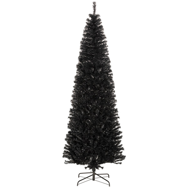 English Elm Homcom 8Ft Slim Black Pencil Christmas Tree - Realistic Douglas Fir For Modern Holiday & Halloween Decor W2225P249616