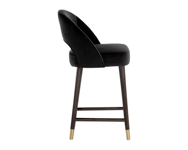 Sunpan Monae Counter Stool – Chic Barrel Back Design with Vintage Influence for Dining and Bar Spaces Abbington Black
