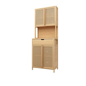 English Elm 72-foot-tall, bamboo double-door storage cabinet in natural finish with drawers, eco-friendly high-capacity organizer for bedroom, bathroom, dining, living rooms W2207P242502