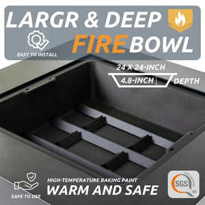 English Elm 36-inch Iron Fire Pit Table by EcoNook - Black Steel Wood-Burning Fire Bowl, Durable, Portable, Decorative W3131P277182