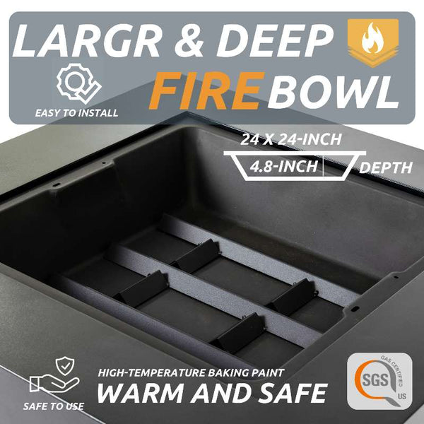 English Elm 36-inch Iron Fire Pit Table by EcoNook - Black Steel Wood-Burning Fire Bowl, Durable, Portable, Decorative W3131P277182