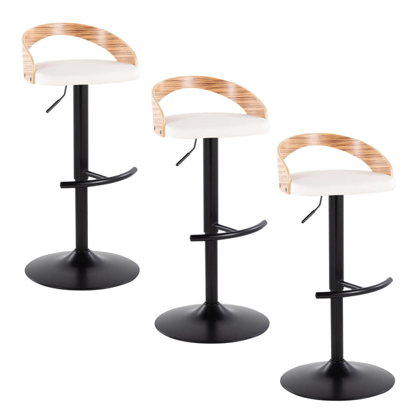 English Elm Adjustable Swivel Barstools Set of 3 Chrome Base Natural Wood Green Fabric Seat Black,White B202S02027