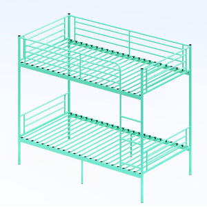 English Elm Bunk Bed Twin Over Iron Frame with Full Guardrail Ladder and Under Storage Green W3752P412410