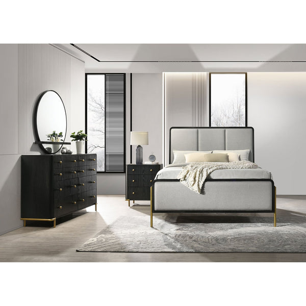 English Elm Anser 4-Piece Eastern King Bedroom Set – Modern Black & Grey Upholstered Bed With Ample Storage B062S01258