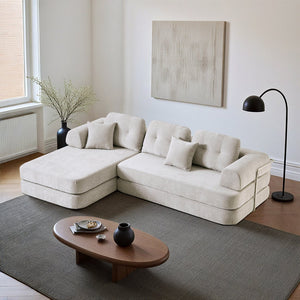 English Elm 104" Boneless Chenille Sectional Sofa with Chaise Deep Memory Foam Seats Living Room Light Grey W3565S00022