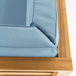 English Elm Oana Outdoor Corner Chair Solid Acacia Hardwood Slat Design with Weather Resistant Cushion 64495.00BLU