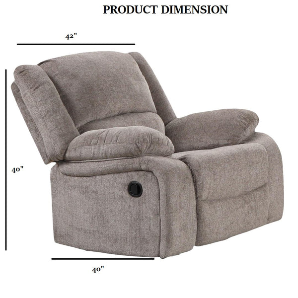 English Elm Transitional Multi-Function Glider Recliner with Channel Back, Cup Holders, Hidden Storage, Upholstered Comfort Mocha 41 L x 30 W x 36 H B2741P385044