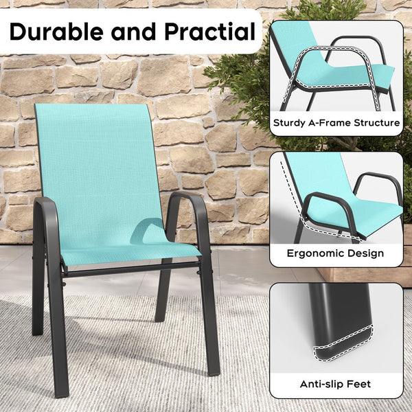 English Elm 5-piece Outdoor Dining Set Wood Grain Table Stackable Chairs Uv Resistant Patio W3979S00037