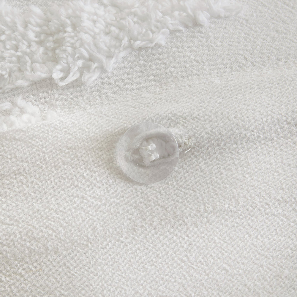 English Elm King/Cal King Bahari 3-Piece Tufted Cotton Chenille Palm Duvet Cover Set — Coastal OEKO-TEX, Button Closure, Machine Washable B03597343